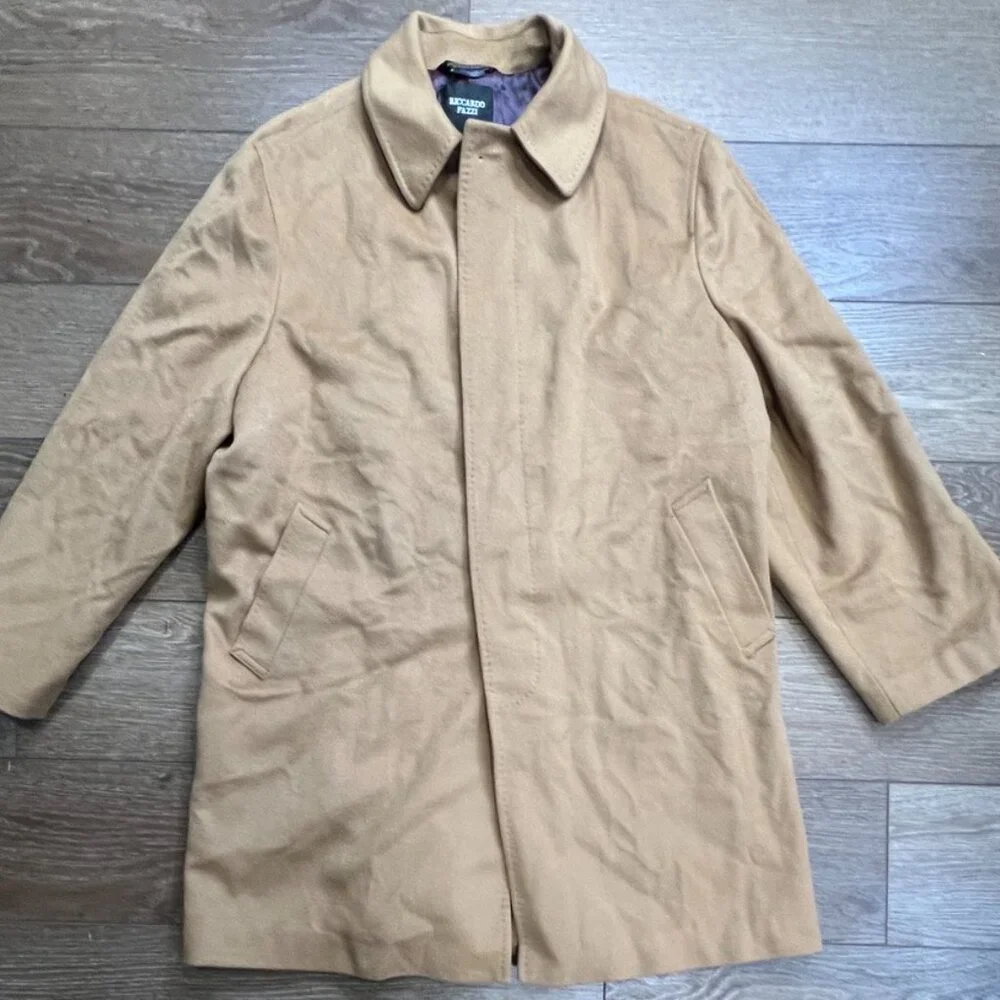 Riccardo Fazzi Cashmere Wool Blend Single Breast Men's Camel Coat 3XL - Picture 1 of 15